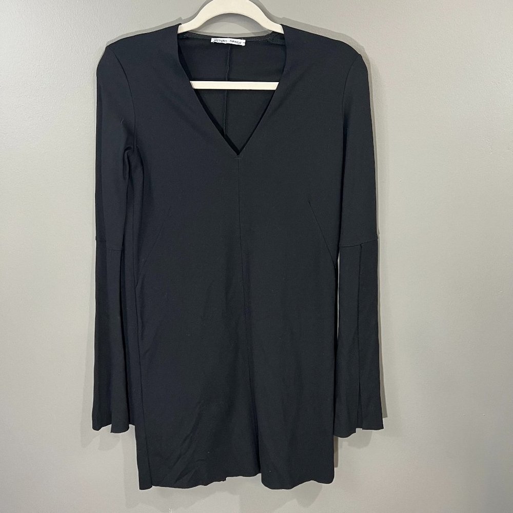 Zara Black V Neck dress with long slit sleeves